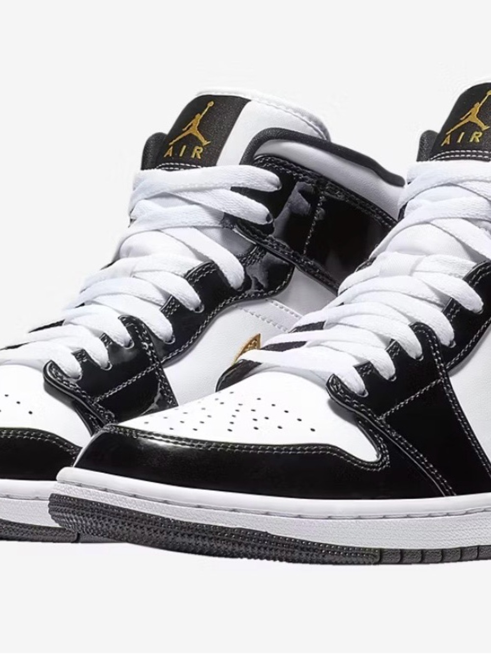 Nike Air Jordan 1 Mid White Black with Gold Accents